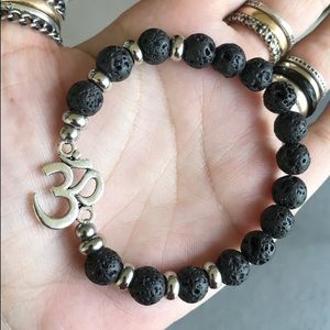 Men or women om sign lava rock bead bracelet